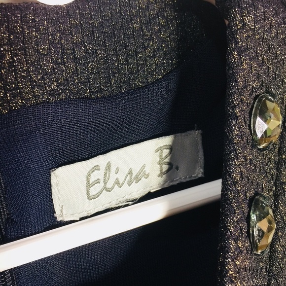 Elisa B girls navy blue/gold formal dress - Picture 4 of 5